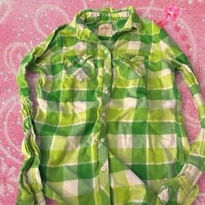 Hollister Green Plaid Button-Down Shirt